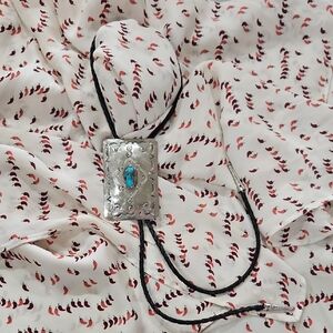 Silver and Turquoise Bolo Tie
